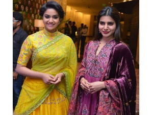 இசை வெளியீடு ஒன்றிற்கு போட்டிப் போட்டு மேக்கப்பில் வந்த சமந்தா மற்றும் கீர்த்தி சுரேஷ்! இசை வெளியீடு ஒன்றிற்கு போட்டிப் போட்டு மேக்கப்பில் வந்த சமந்தா மற்றும் கீர்த்தி சுரேஷ்!