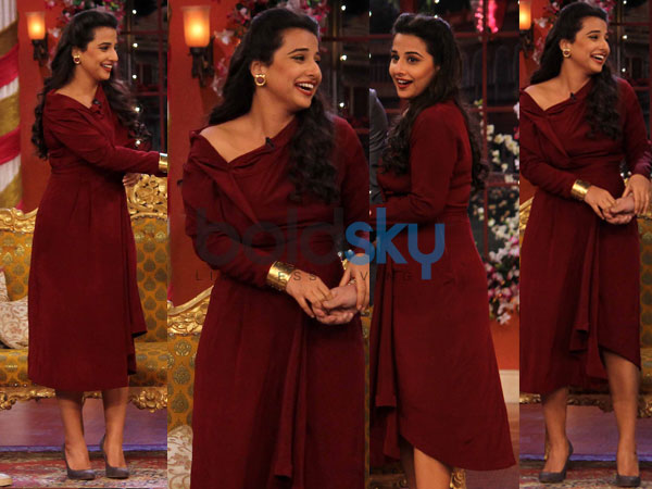 மெரூன் நிற உடையில் வித்யா பாலன்