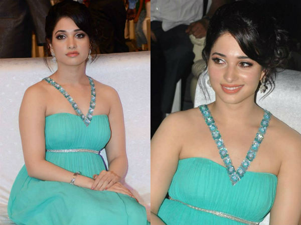 பச்சை நிற கவுனில் தமன்னா