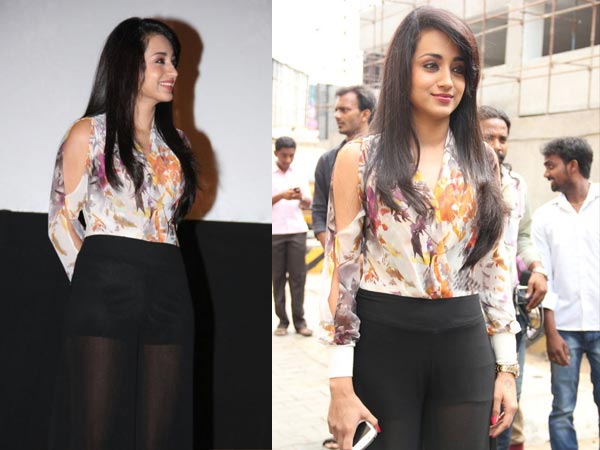 ட்ரான்ஸ்பரண்ட் பேண்ட்டில் த்ரிஷா