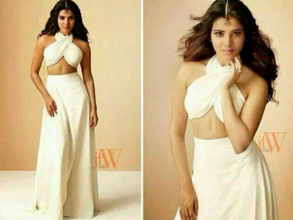 வெள்ளை நிற உடையில் சமந்தா