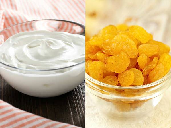 உலர் திராட்சை மற்றும் தயிர்