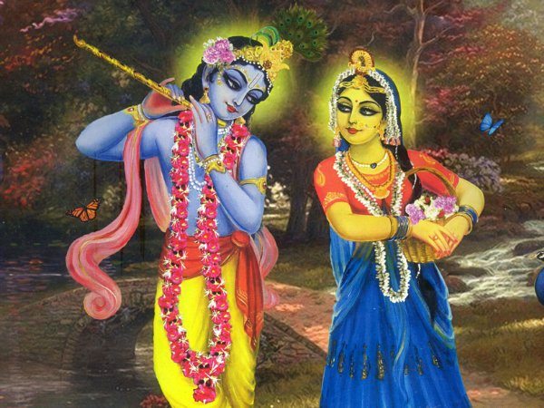 படுக்கை அறையில் ராதா-கிருஷ்ணா புகைப்படம்