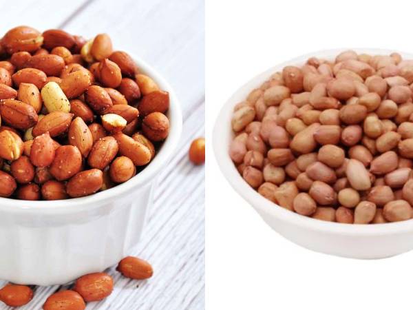 வேக வைக்காத பச்சை நிலக்கடலை Vs. வறுத்த நிலக்கடலை